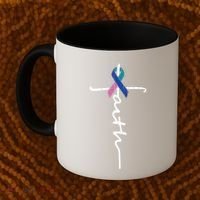 Faith Cross Thyroid Cancer Awareness Warrior Survivor Cute Gift Coffee Mug thumb 2