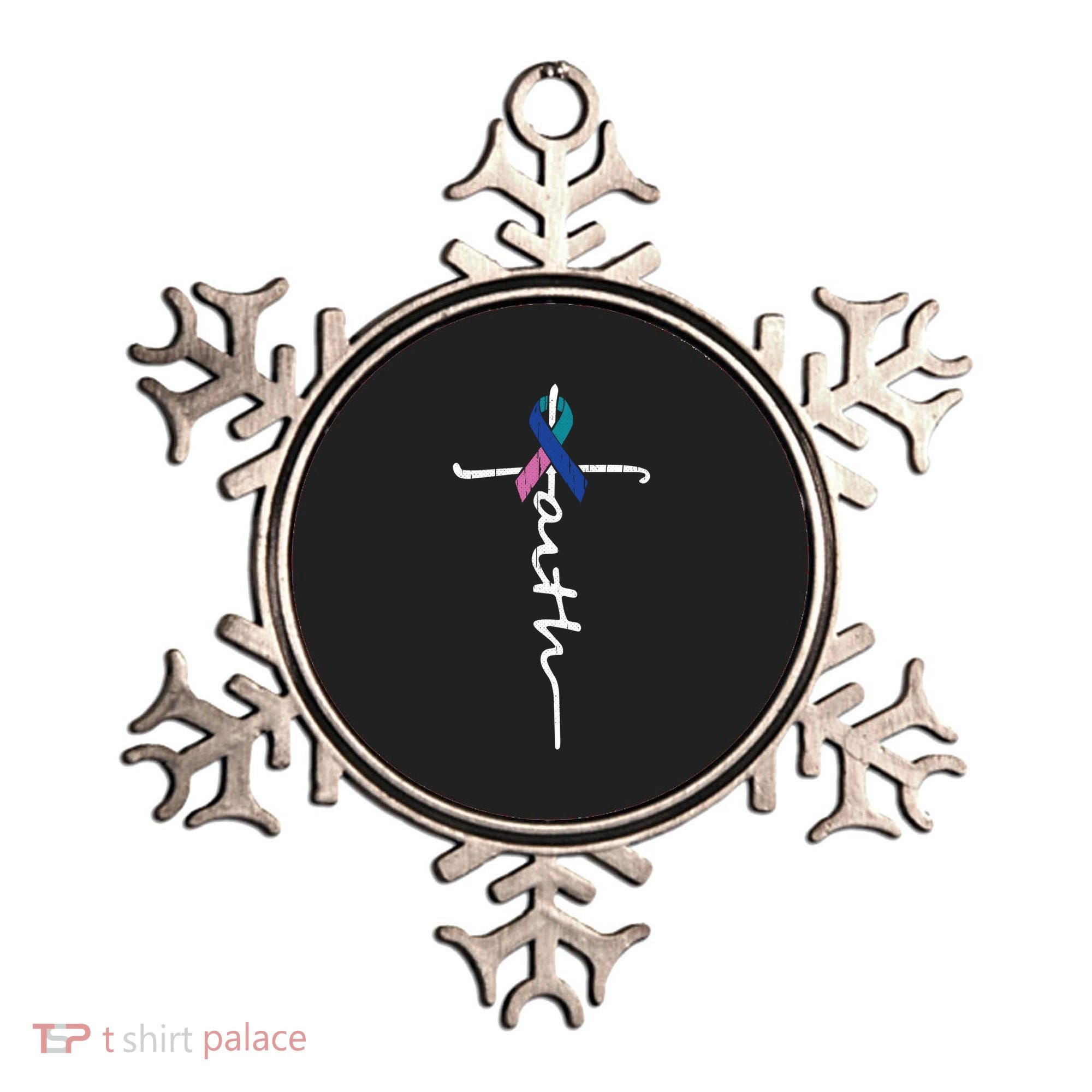 Faith Cross Thyroid Cancer Awareness Warrior Survivor Cute Gift Ornament