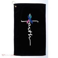 Faith Cross Thyroid Cancer Awareness Warrior Survivor Cute Gift Golf Towel thumb 0