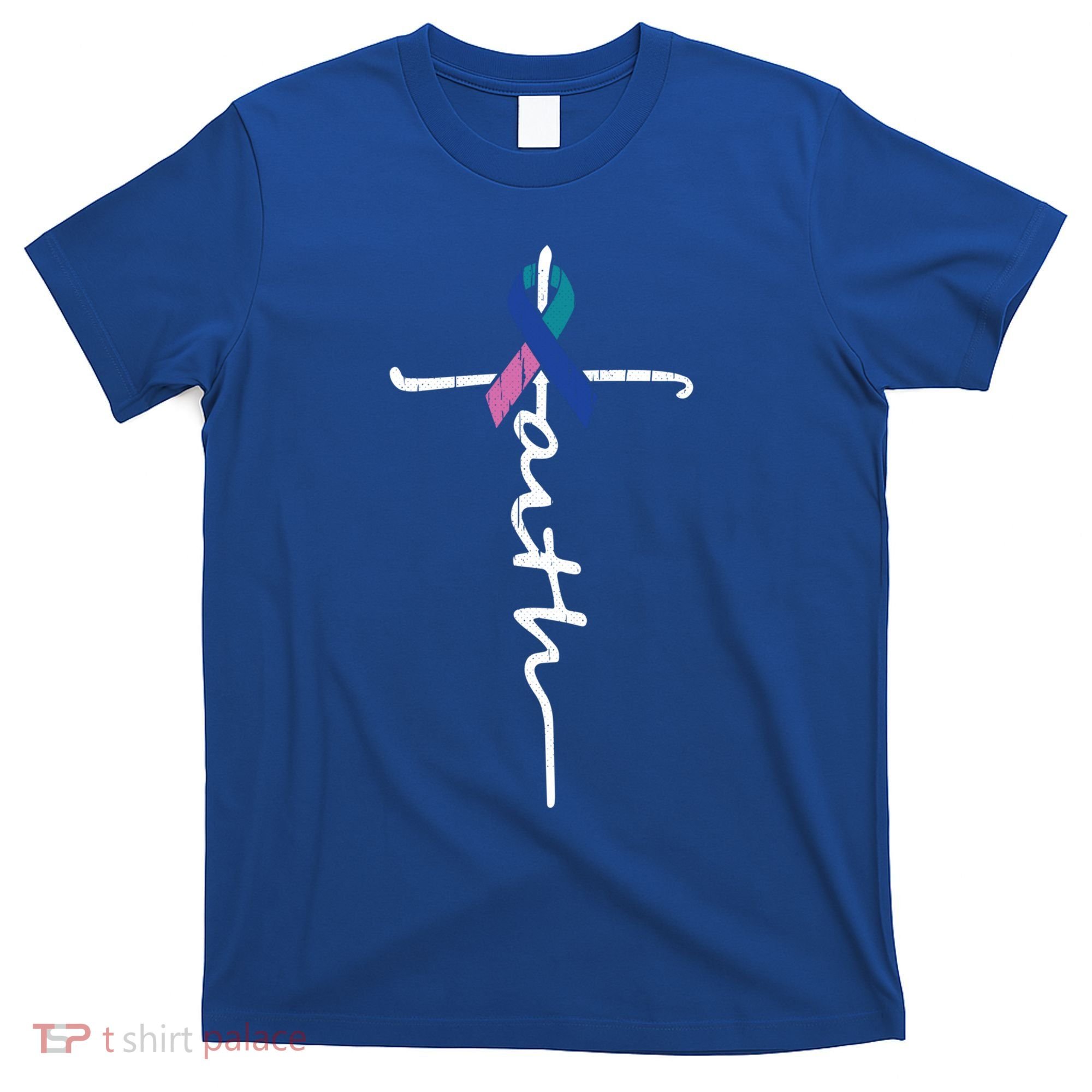 Faith Cross Thyroid Cancer Awareness Warrior Survivor Cute Gift T-Shirt