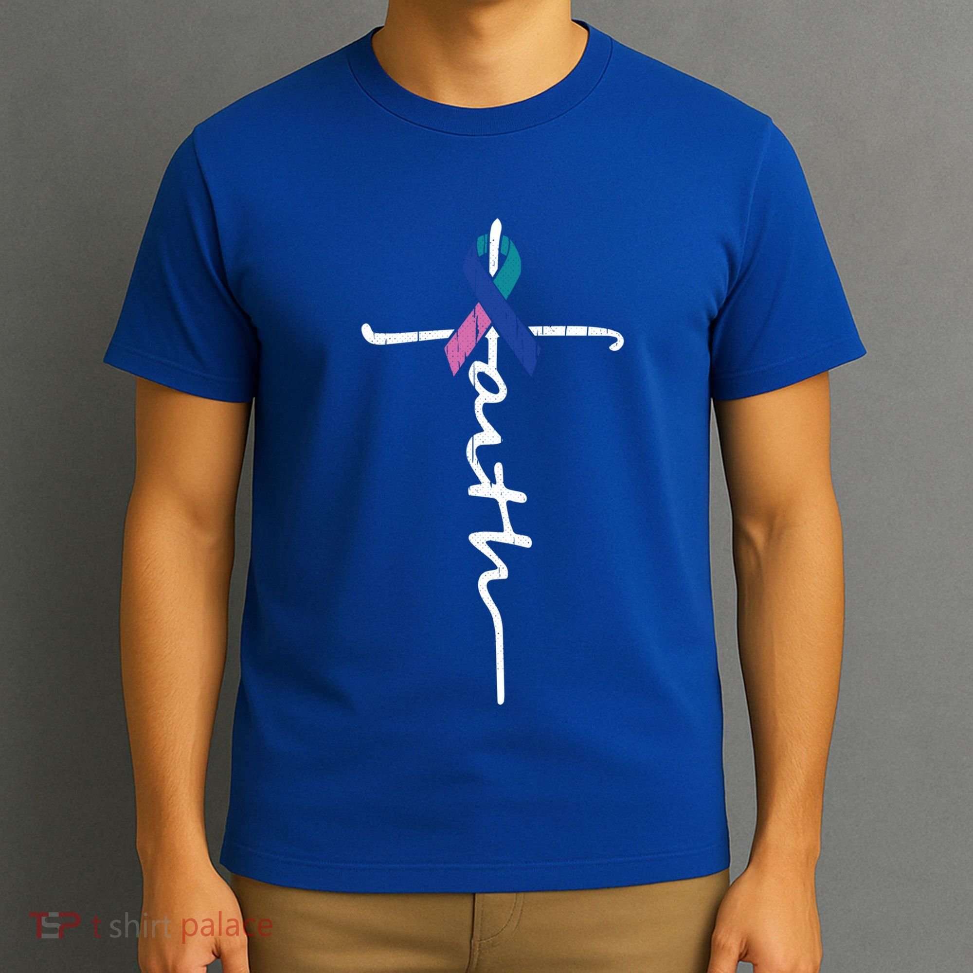 Faith Cross Thyroid Cancer Awareness Warrior Survivor Cute Gift T-Shirt