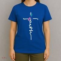 Faith Cross Thyroid Cancer Awareness Warrior Survivor Cute Gift T-Shirt thumb 4