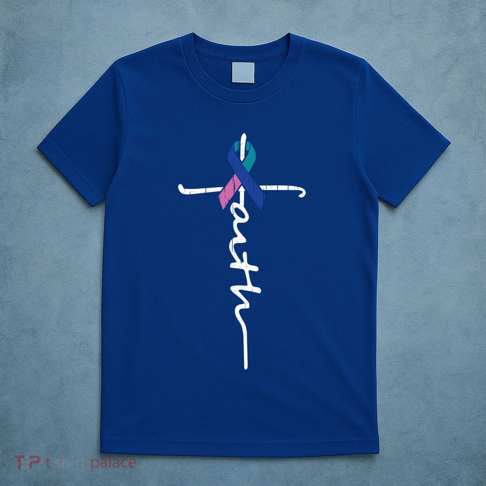 Faith Cross Thyroid Cancer Awareness Warrior Survivor Cute Gift T-Shirt