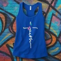 Faith Cross Thyroid Cancer Awareness Warrior Survivor Cute Gift Women's Tank Top thumb 3