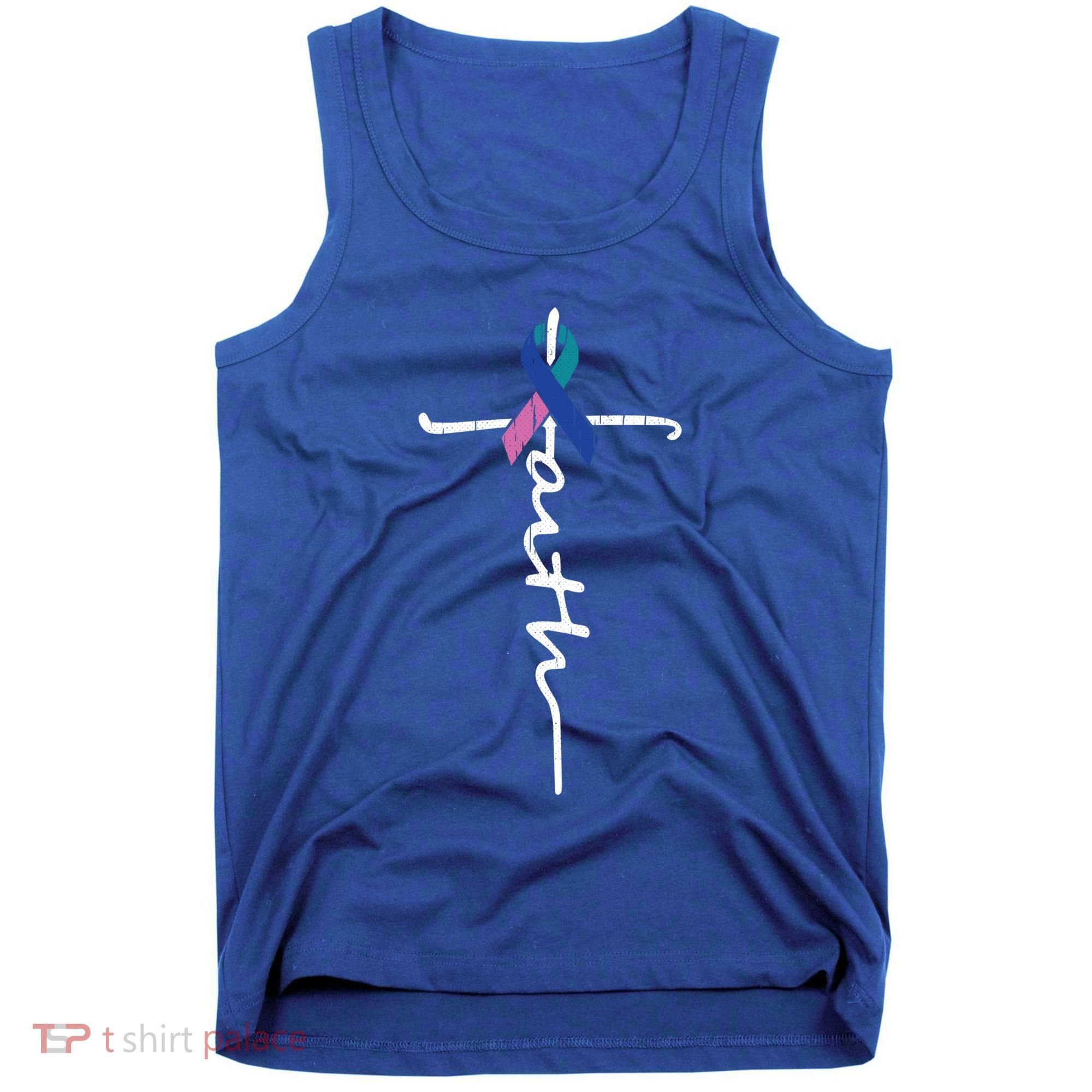Faith Cross Thyroid Cancer Awareness Warrior Survivor Cute Gift Tank Top
