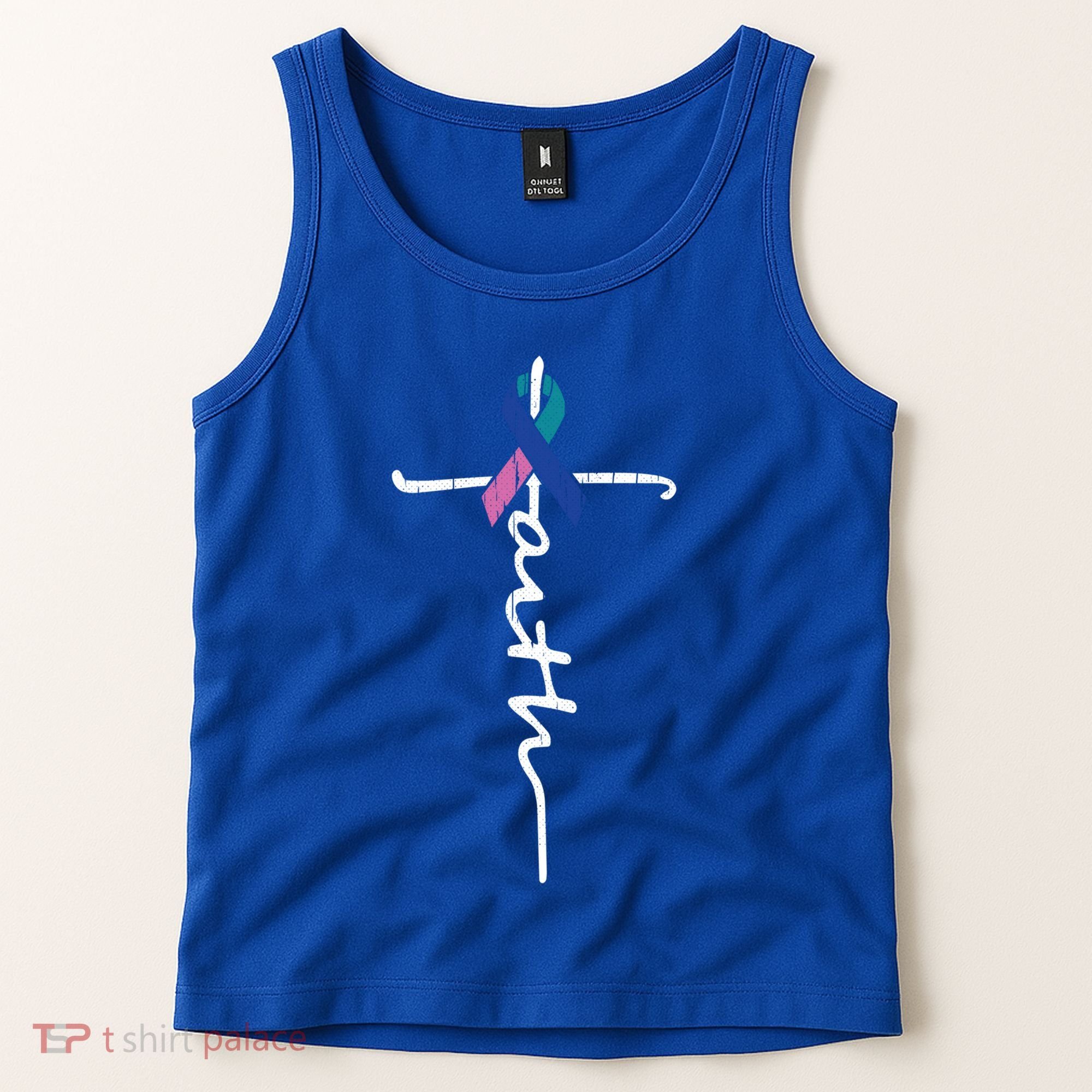 Faith Cross Thyroid Cancer Awareness Warrior Survivor Cute Gift Tank Top