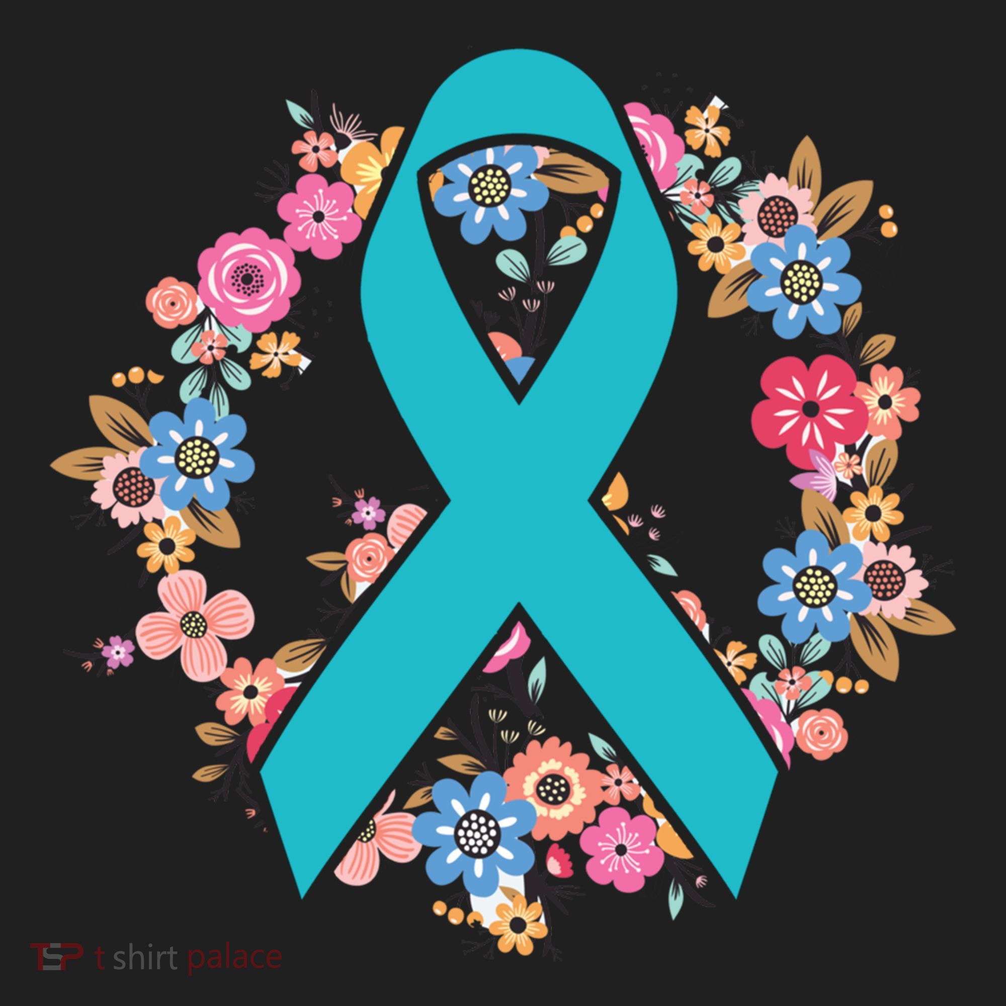 Flower Crown Teal Ribbon Ovarian Cancer Awareness Meaningful Gift Beanie