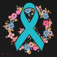 Flower Crown Teal Ribbon Ovarian Cancer Awareness Meaningful Gift Women's Hoodie thumb 2