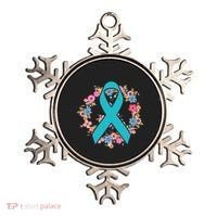 Flower Crown Teal Ribbon Ovarian Cancer Awareness Meaningful Gift Ornament thumb 0