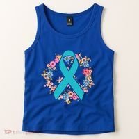 Flower Crown Teal Ribbon Ovarian Cancer Awareness Meaningful Gift Tank Top thumb 2