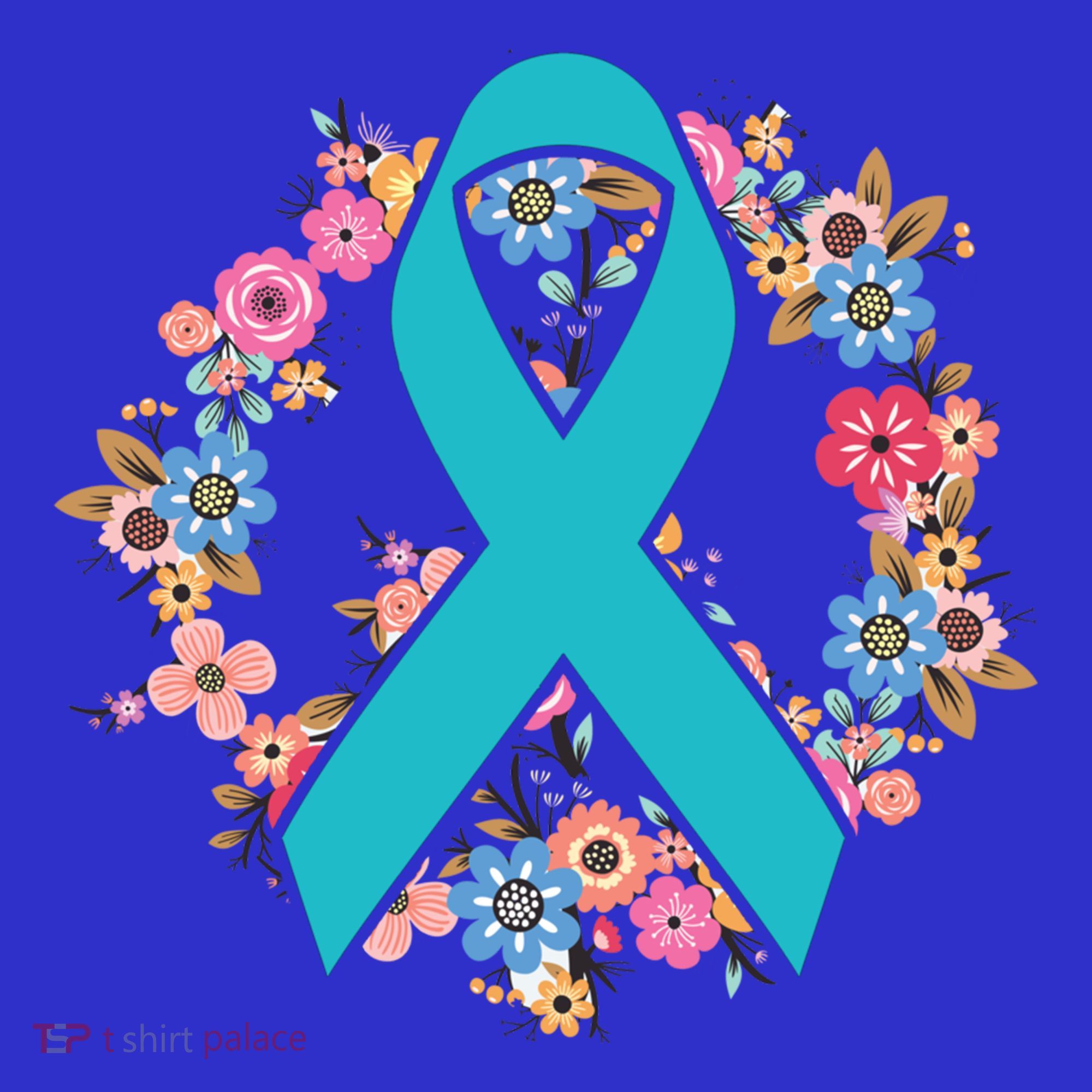 Flower Crown Teal Ribbon Ovarian Cancer Awareness Meaningful Gift Visor