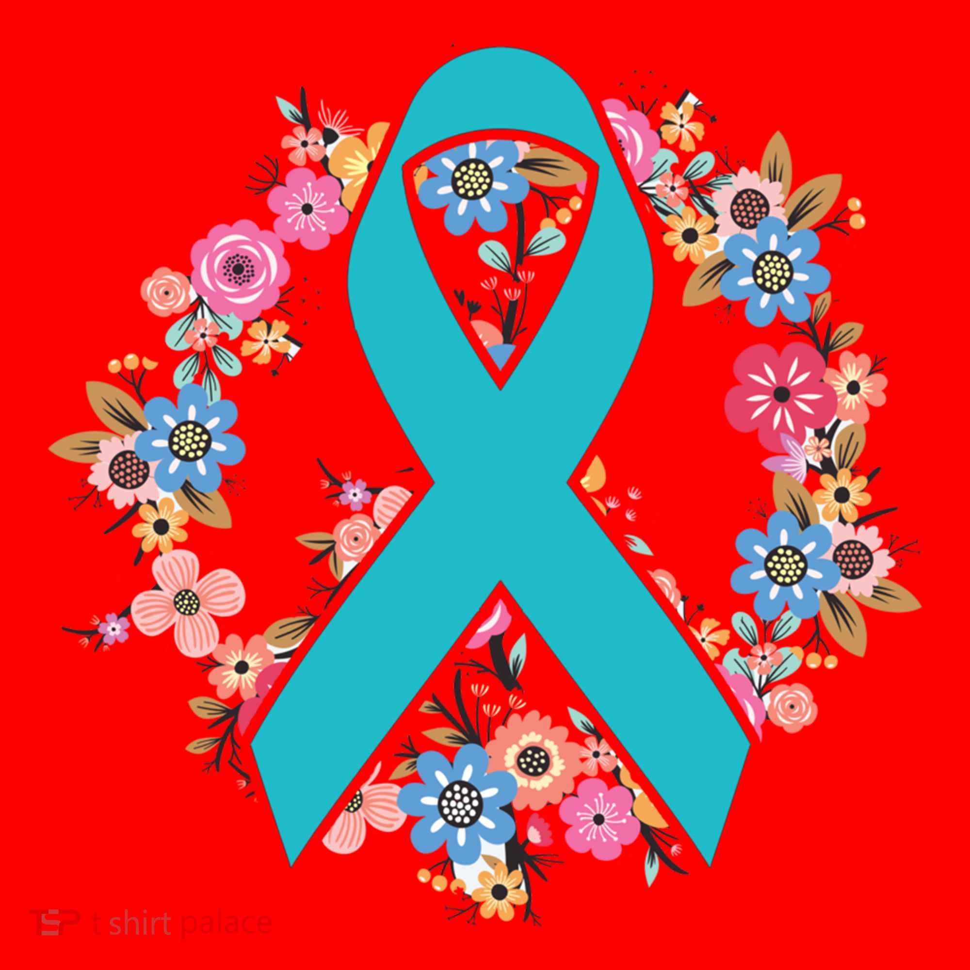 Flower Crown Teal Ribbon Ovarian Cancer Awareness Meaningful Gift Santa Hat
