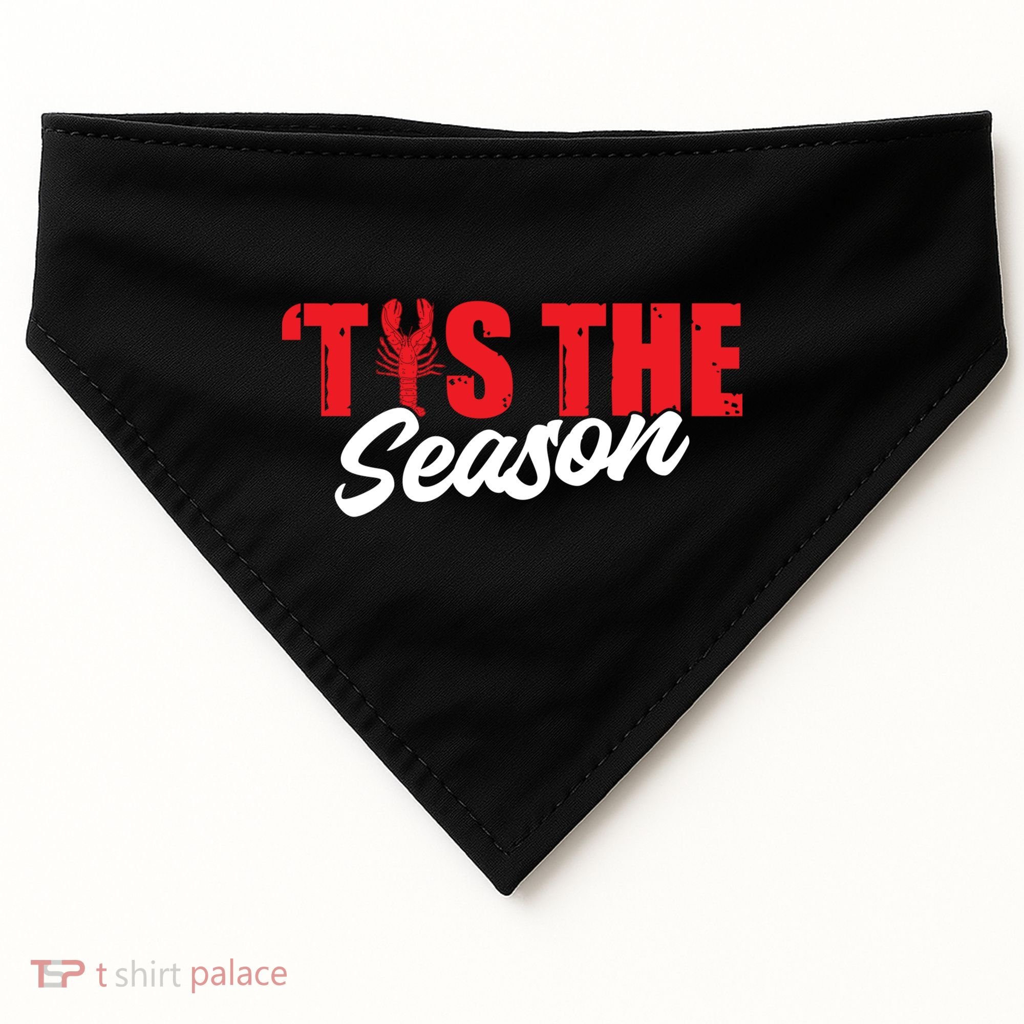 Funny Crayfish Tis The Season Crawfish Boil Cute Gift USA-Made Doggie Bandana