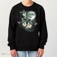 Funny Cat Three Cat Moon 3 Wolfs Cute Kitten Graphic Women's Sweatshirt thumb 0