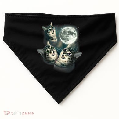 Funny Cat Three Cat Moon 3 Wolfs Cute Kitten Graphic USA-Made Doggie Bandana