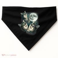 Funny Cat Three Cat Moon 3 Wolfs Cute Kitten Graphic USA-Made Doggie Bandana thumb 0