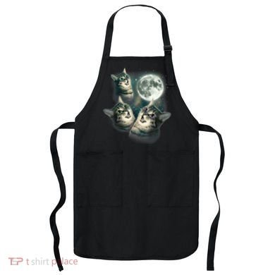 Funny Cat Three Cat Moon 3 Wolfs Cute Kitten Graphic Apron