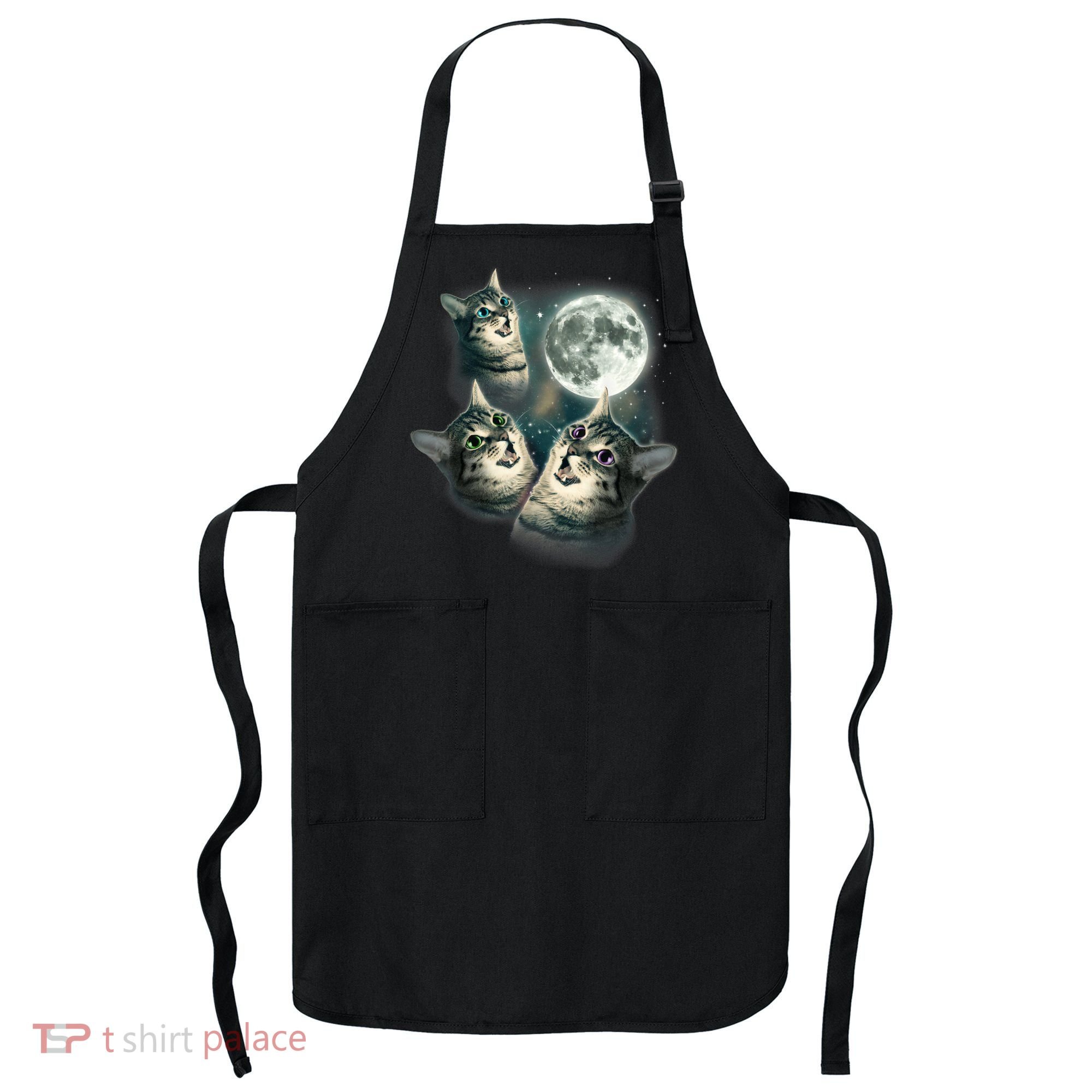 Funny Cat Three Cat Moon 3 Wolfs Cute Kitten Graphic Apron