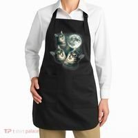 Funny Cat Three Cat Moon 3 Wolfs Cute Kitten Graphic Apron thumb 2