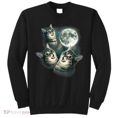 Funny Cat Three Cat Moon 3 Wolfs Cute Kitten Graphic Sweatshirt