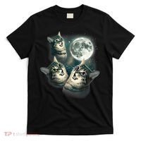 Funny Cat Three Cat Moon 3 Wolfs Cute Kitten Graphic T-Shirt thumb 0