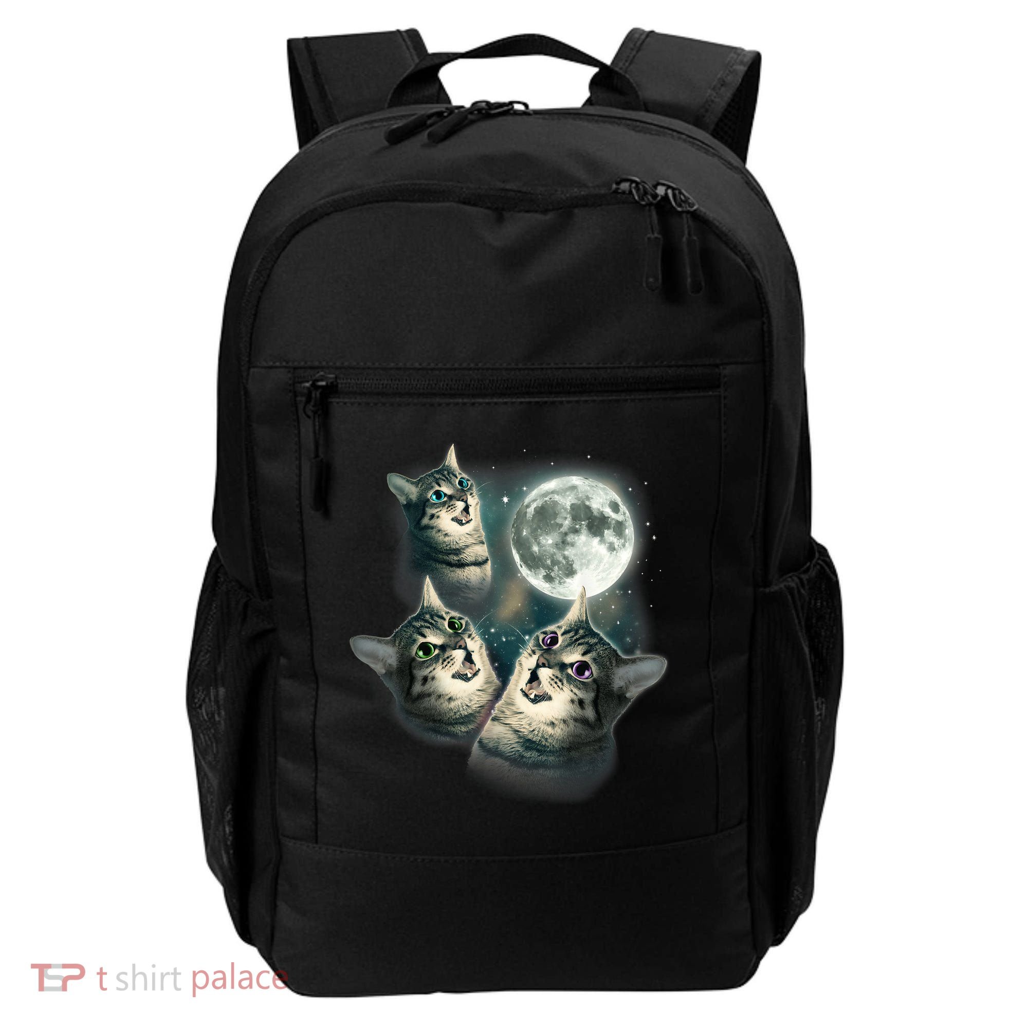 Funny Cat Three Cat Moon 3 Wolfs Cute Kitten Graphic Backpack