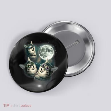 Funny Cat Three Cat Moon 3 Wolfs Cute Kitten Graphic Button