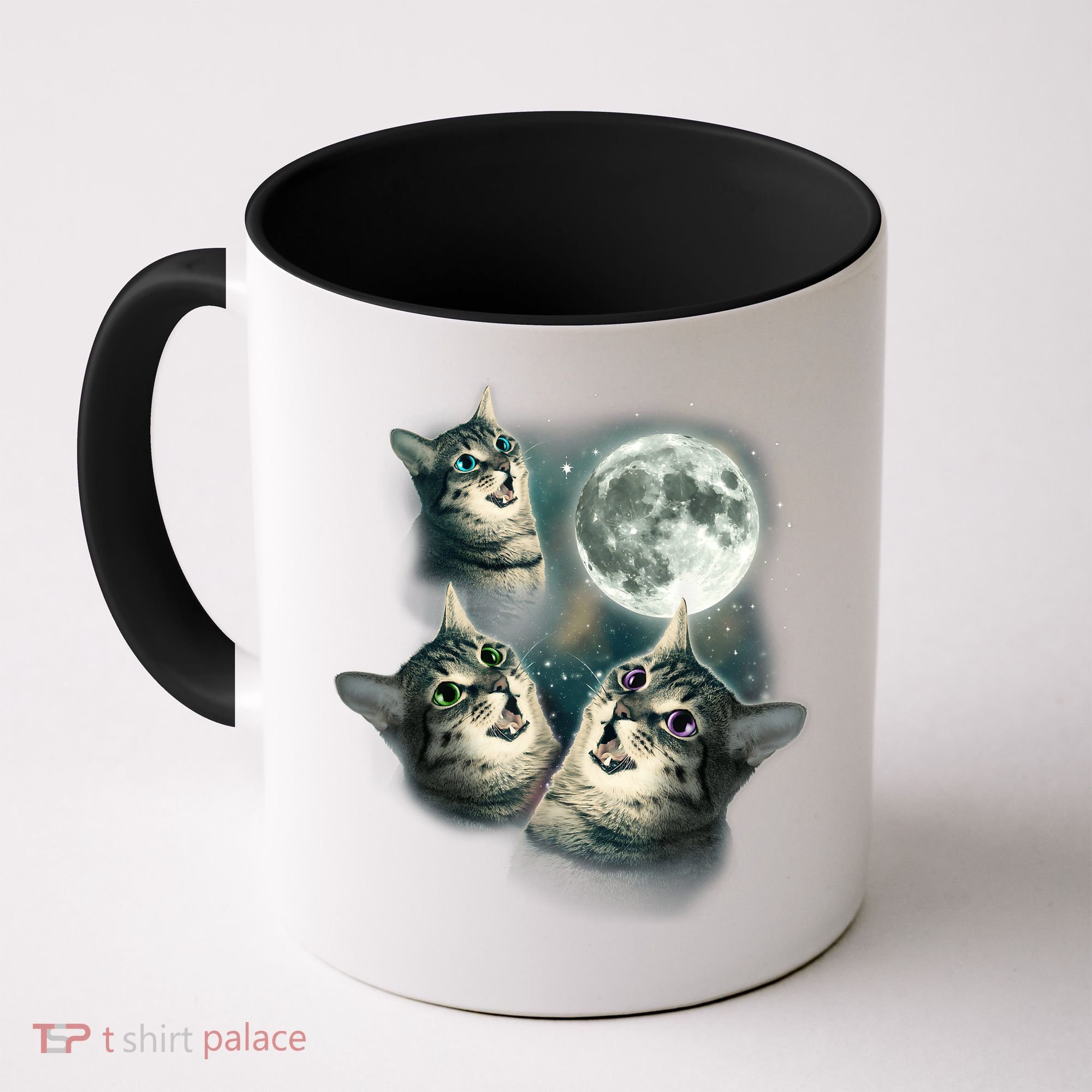Funny Cat Three Cat Moon 3 Wolfs Cute Kitten Graphic Coffee Mug
