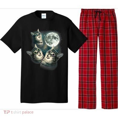 Funny Cat Three Cat Moon 3 Wolfs Cute Kitten Graphic Pajama Set