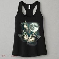 Funny Cat Three Cat Moon 3 Wolfs Cute Kitten Graphic Women's Tank Top thumb 3