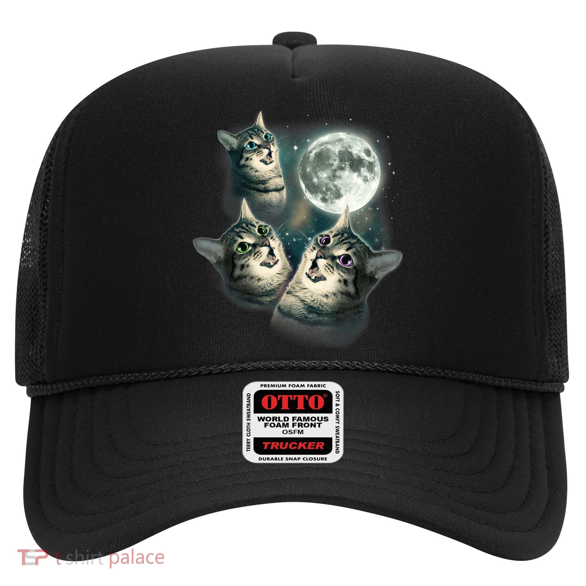 Funny Cat Three Cat Moon 3 Wolfs Cute Kitten Graphic Hat