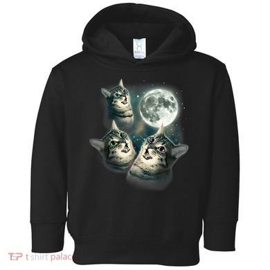 Funny Cat Three Cat Moon 3 Wolfs Cute Kitten Graphic Toddler Hoodie