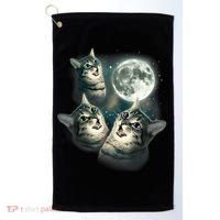 Funny Cat Three Cat Moon 3 Wolfs Cute Kitten Graphic Golf Towel thumb 0