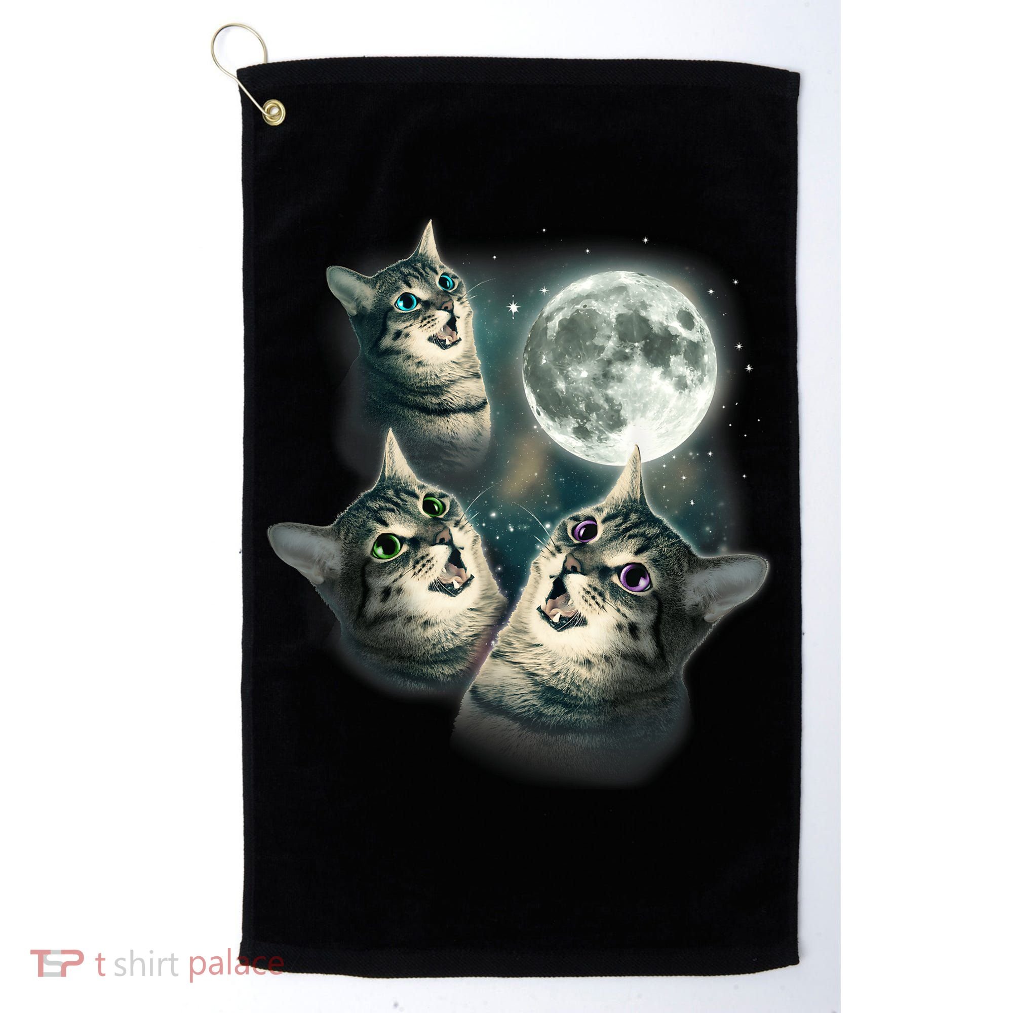 Funny Cat Three Cat Moon 3 Wolfs Cute Kitten Graphic Golf Towel