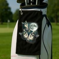 Funny Cat Three Cat Moon 3 Wolfs Cute Kitten Graphic Golf Towel thumb 2