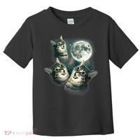 Funny Cat Three Cat Moon 3 Wolfs Cute Kitten Graphic Toddler T-Shirt thumb 0