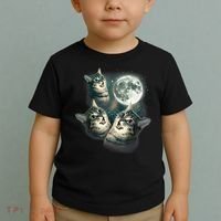 Funny Cat Three Cat Moon 3 Wolfs Cute Kitten Graphic Toddler T-Shirt thumb 2