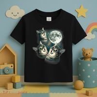 Funny Cat Three Cat Moon 3 Wolfs Cute Kitten Graphic Toddler T-Shirt thumb 3