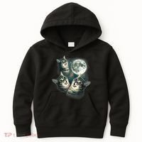 Funny Cat Three Cat Moon 3 Wolfs Cute Kitten Graphic Kids Hoodie thumb 0