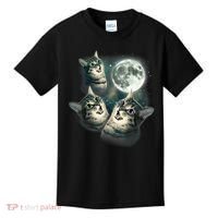 Funny Cat Three Cat Moon 3 Wolfs Cute Kitten Graphic Kids T-Shirt thumb 0