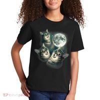 Funny Cat Three Cat Moon 3 Wolfs Cute Kitten Graphic Kids T-Shirt thumb 2