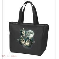 Funny Cat Three Cat Moon 3 Wolfs Cute Kitten Graphic Tote Bag thumb 3