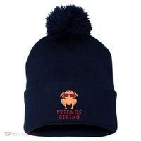 Friendsgiving Cool Thanksgiving Turkey Funny Pom Pom 12in Knit Beanie thumb 0
