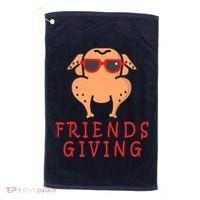 Friendsgiving Cool Thanksgiving Turkey Funny Golf Towel thumb 0