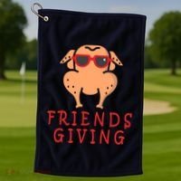Friendsgiving Cool Thanksgiving Turkey Funny Golf Towel thumb 1