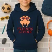 Friendsgiving Cool Thanksgiving Turkey Funny Kids Hoodie thumb 2