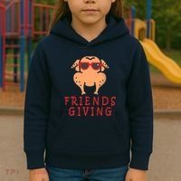 Friendsgiving Cool Thanksgiving Turkey Funny Kids Hoodie thumb 3