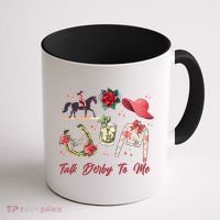 Funny Cute Talk Derby To Me Horse Racing Coffee Mug thumb 1