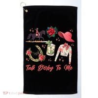 Funny Cute Talk Derby To Me Horse Racing Golf Towel thumb 0