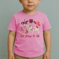 Funny Cute Talk Derby To Me Horse Racing Toddler T-Shirt thumb 2